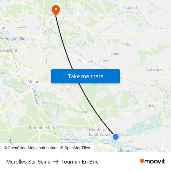 Marolles-Sur-Seine to Tournan-En-Brie map