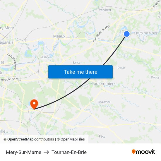 Mery-Sur-Marne to Tournan-En-Brie map