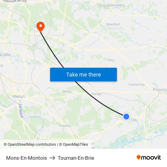 Mons-En-Montois to Tournan-En-Brie map