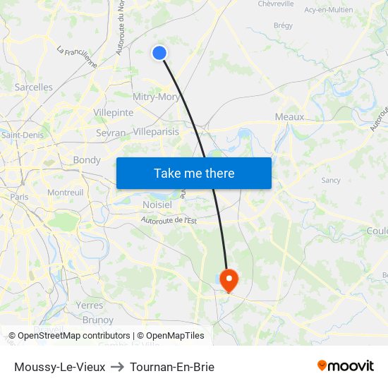 Moussy-Le-Vieux to Tournan-En-Brie map