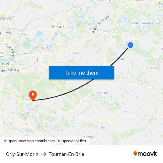 Orly-Sur-Morin to Tournan-En-Brie map