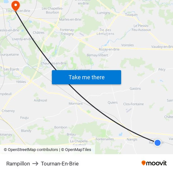 Rampillon to Tournan-En-Brie map