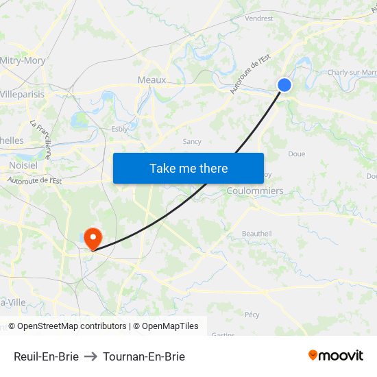 Reuil-En-Brie to Tournan-En-Brie map