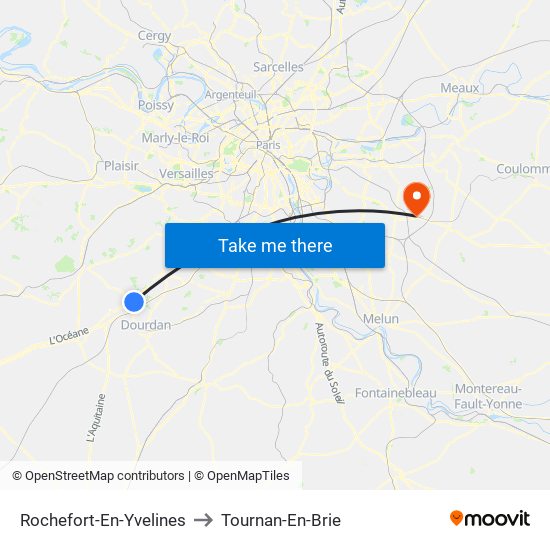 Rochefort-En-Yvelines to Tournan-En-Brie map