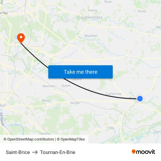 Saint-Brice to Tournan-En-Brie map