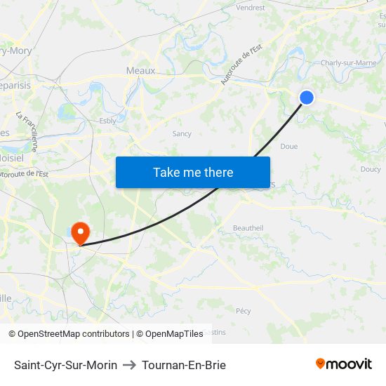 Saint-Cyr-Sur-Morin to Tournan-En-Brie map