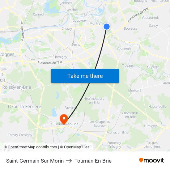 Saint-Germain-Sur-Morin to Tournan-En-Brie map