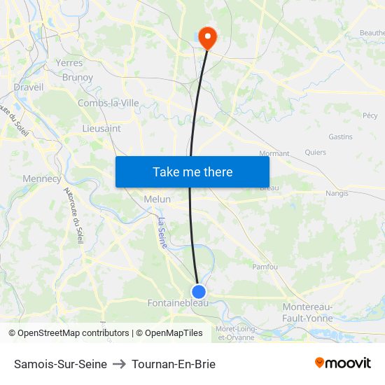 Samois-Sur-Seine to Tournan-En-Brie map