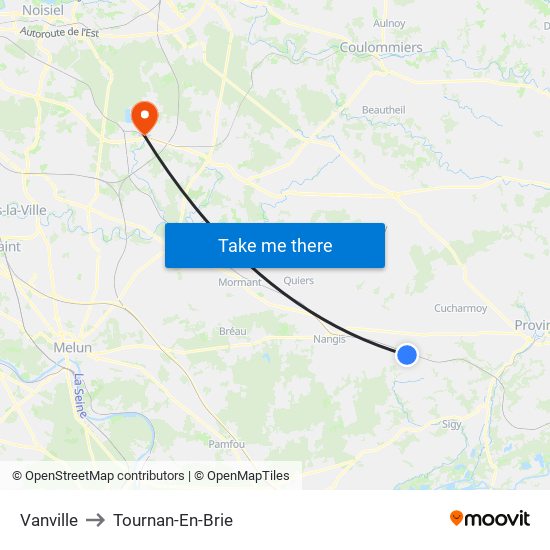 Vanville to Tournan-En-Brie map
