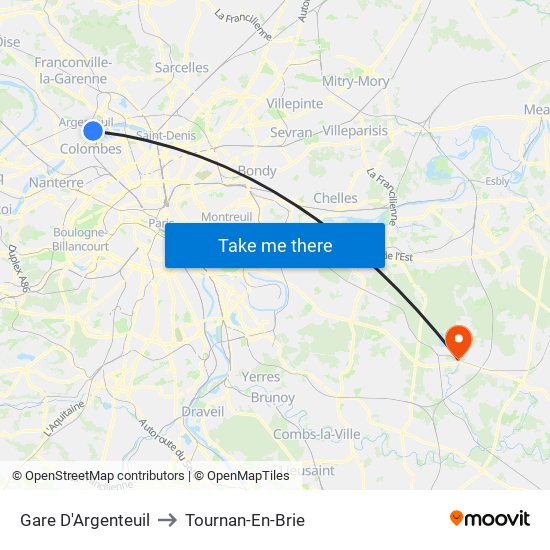 Gare D'Argenteuil to Tournan-En-Brie map