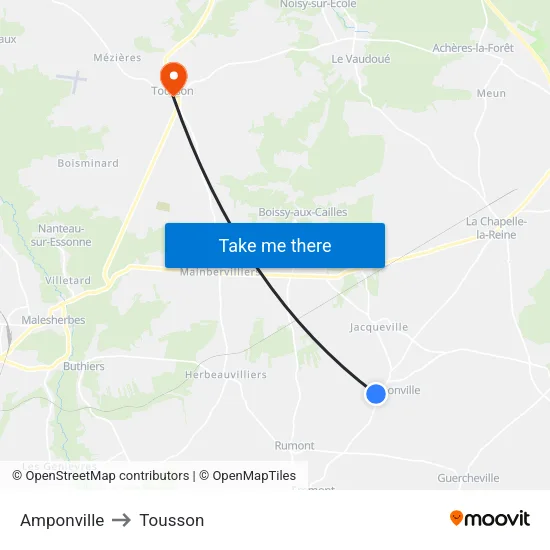 Amponville to Tousson map