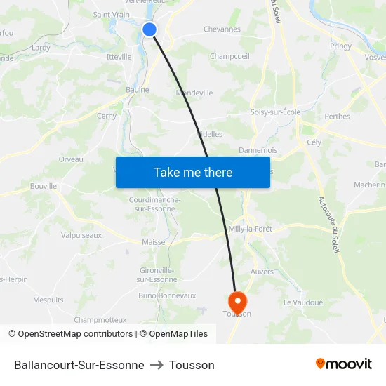 Ballancourt-Sur-Essonne to Tousson map