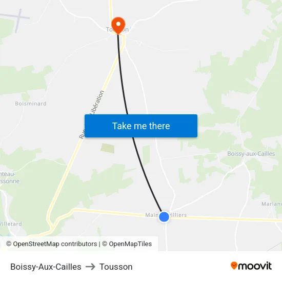 Boissy-Aux-Cailles to Tousson map
