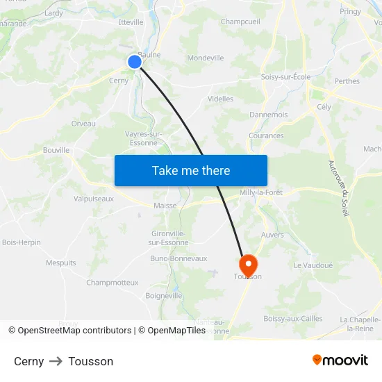 Cerny to Tousson map