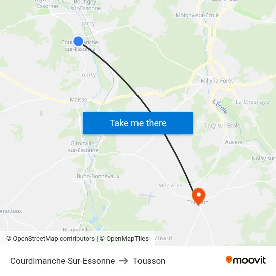 Courdimanche-Sur-Essonne to Tousson map