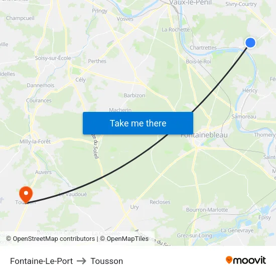 Fontaine-Le-Port to Tousson map