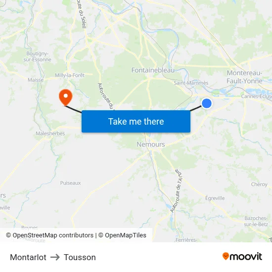 Montarlot to Tousson map