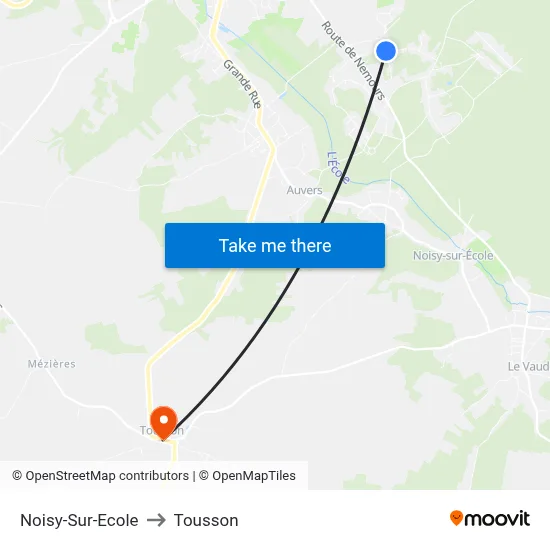 Noisy-Sur-Ecole to Tousson map