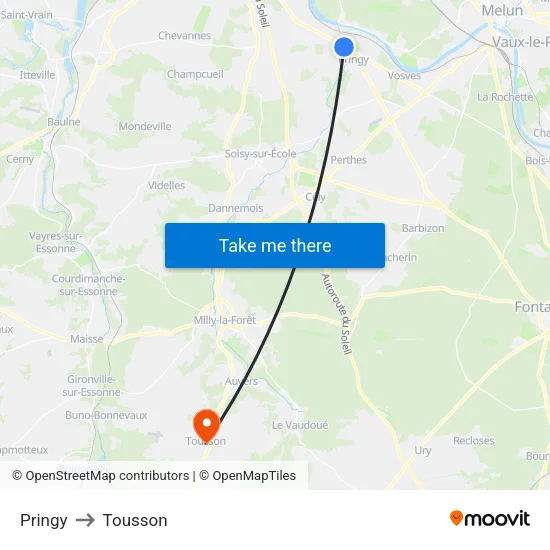 Pringy to Tousson map