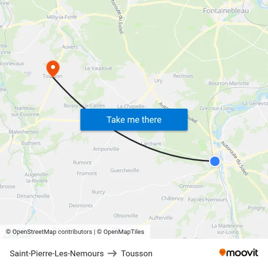 Saint-Pierre-Les-Nemours to Tousson map