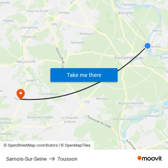 Samois-Sur-Seine to Tousson map