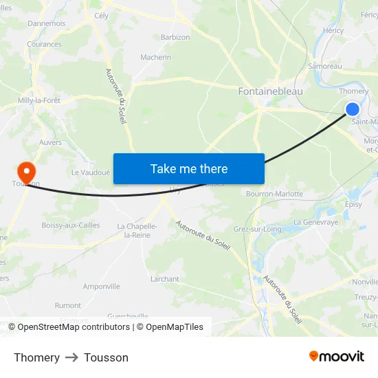 Thomery to Tousson map