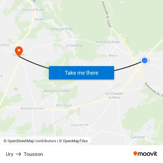 Ury to Tousson map