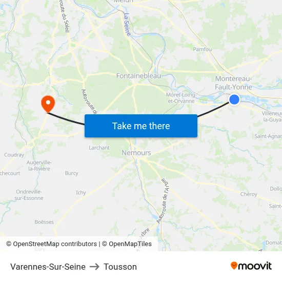 Varennes-Sur-Seine to Tousson map