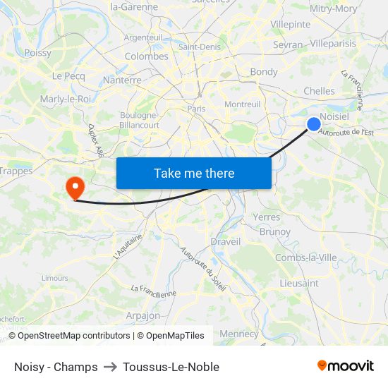 Noisy - Champs to Toussus-Le-Noble map