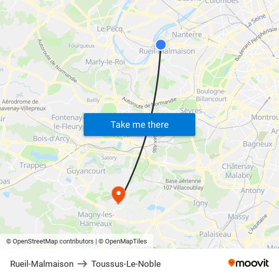 Rueil-Malmaison to Toussus-Le-Noble map