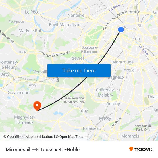 Miromesnil to Toussus-Le-Noble map