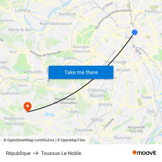 République to Toussus-Le-Noble map