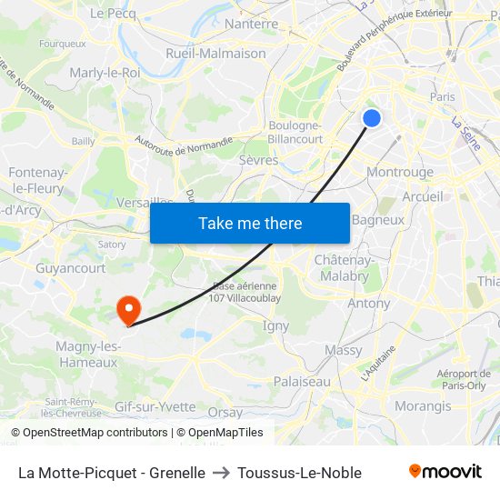 La Motte-Picquet - Grenelle to Toussus-Le-Noble map