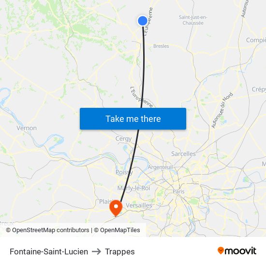 Fontaine-Saint-Lucien to Trappes map