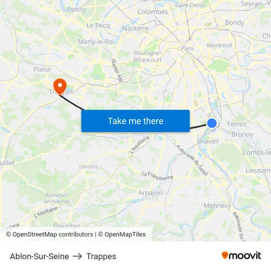 Ablon-Sur-Seine to Trappes map