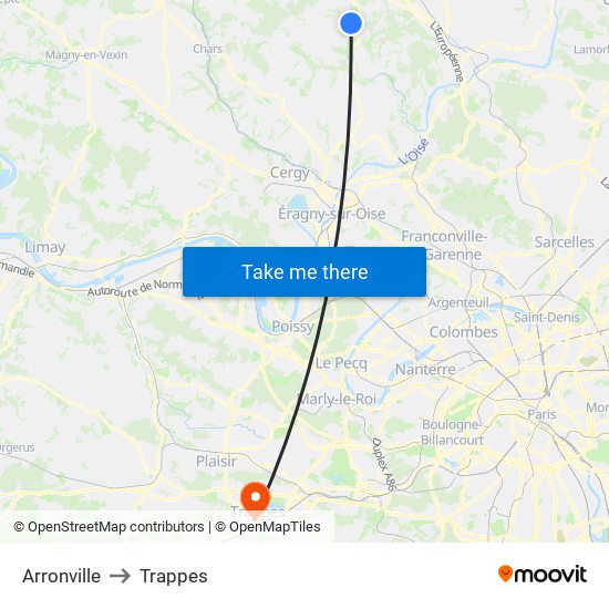 Arronville to Trappes map