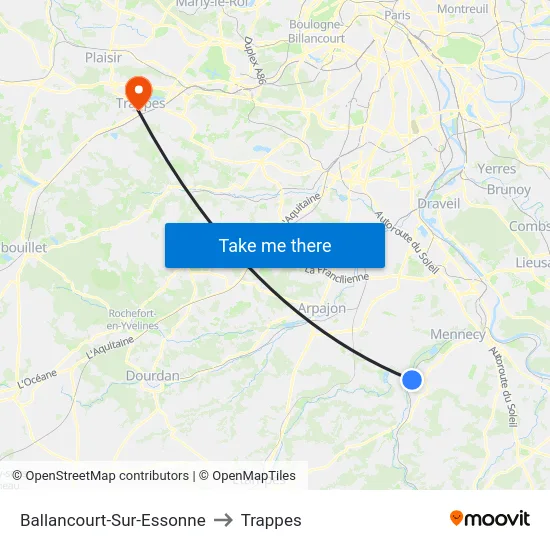 Ballancourt-Sur-Essonne to Trappes map
