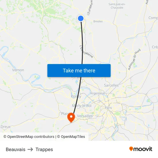 Beauvais to Trappes map