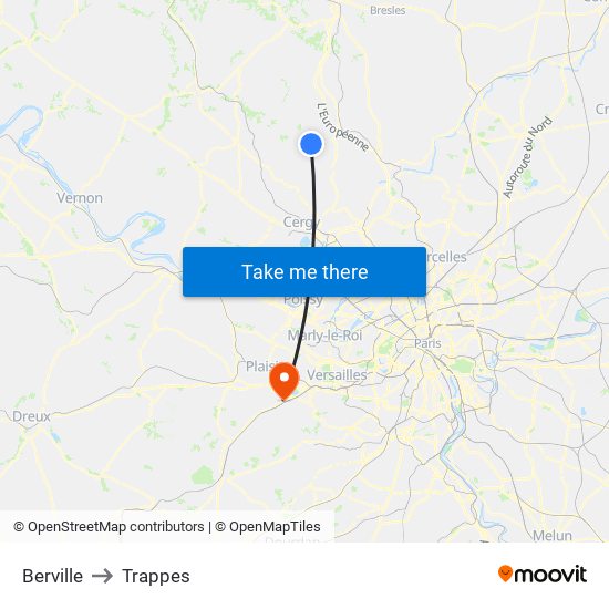 Berville to Trappes map