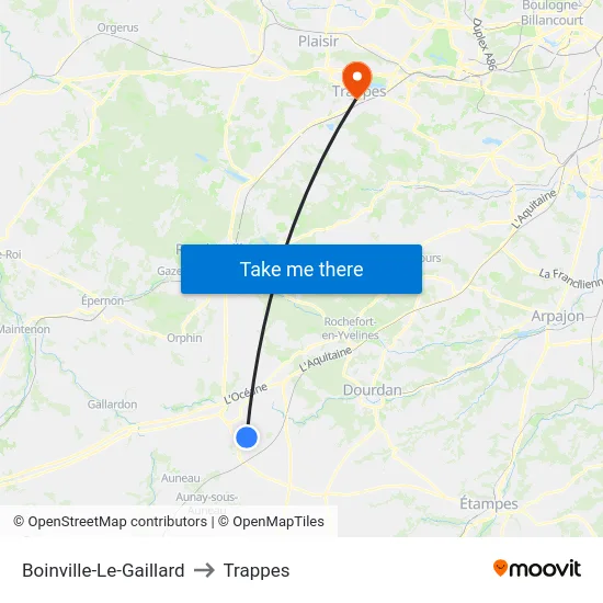 Boinville-Le-Gaillard to Trappes map
