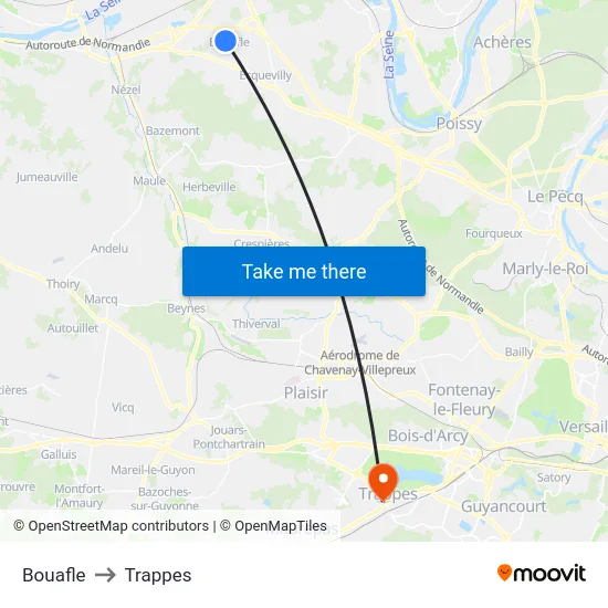 Bouafle to Trappes map