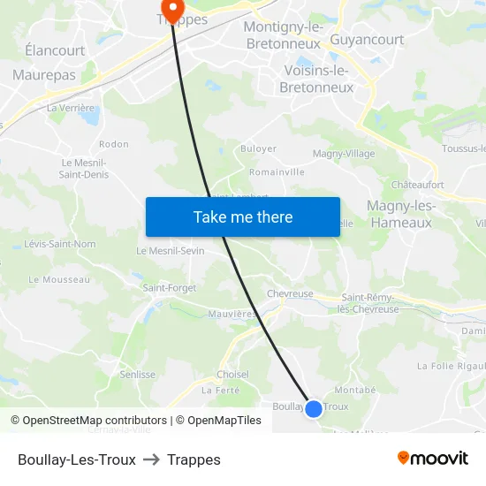 Boullay-Les-Troux to Trappes map