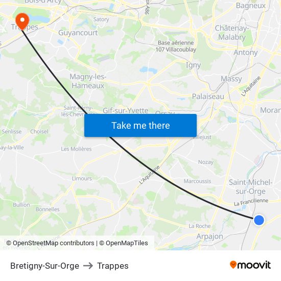 Bretigny-Sur-Orge to Trappes map