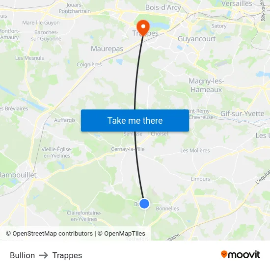 Bullion to Trappes map