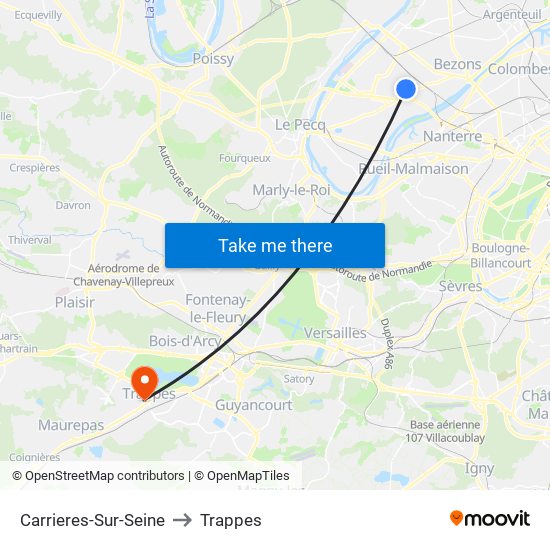 Carrieres-Sur-Seine to Trappes map