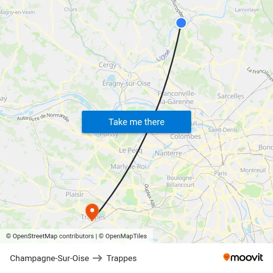 Champagne-Sur-Oise to Trappes map
