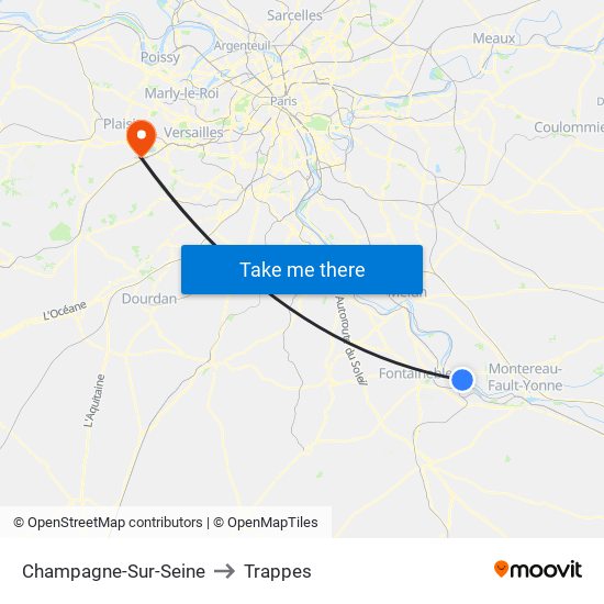 Champagne-Sur-Seine to Trappes map