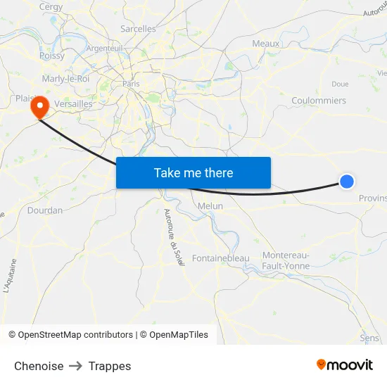 Chenoise to Trappes map