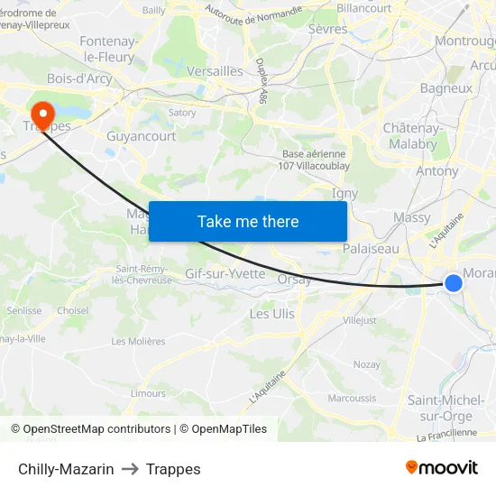 Chilly-Mazarin to Trappes map