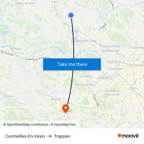 Cormeilles-En-Vexin to Trappes map